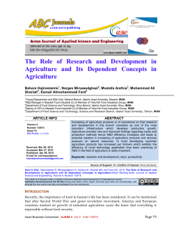 The Role of Research and Development in Agriculture and Its