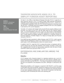 taxpayer advocate asks irs to simplify foreign asset reporting