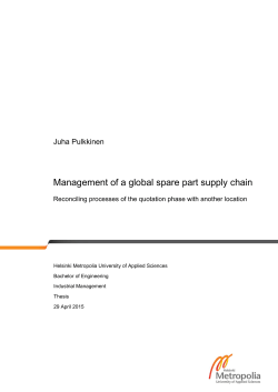 Management of a global spare part supply chain