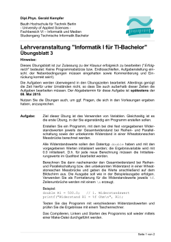 Informatik I TI-B - Ãbungsblatt 3 - Beuth Hochschule fÃ¼r Technik Berlin