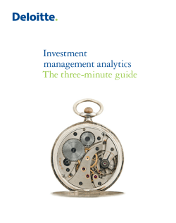 Investment management analytics The three-minute guide
