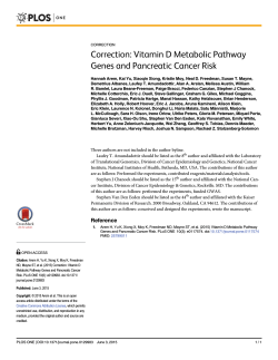 Correction: Vitamin D Metabolic Pathway Genes and