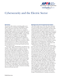 Cybersecurity and the Electric Sector