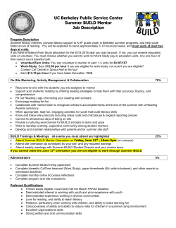 Summer 15 Mentor Job Description - Cal Corps Public Service Center