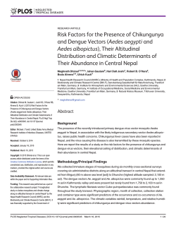 Risk Factors for the Presence of Chikungunya and Dengue Vectors