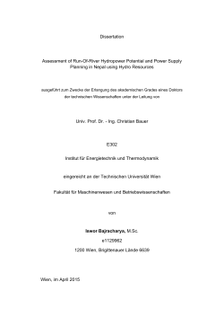 Dissertation Assessment of Run-Of-River Hydropower Potential and