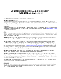 munster high school announcement wednesday, may 6, 2015