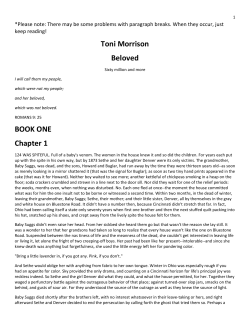 Toni Morrison Beloved BOOK ONE Chapter 1