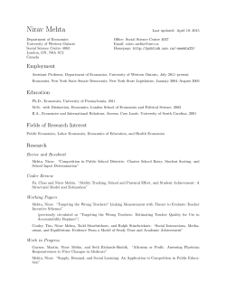 Nirav Mehta: Curriculum Vitae - University of Western Ontario