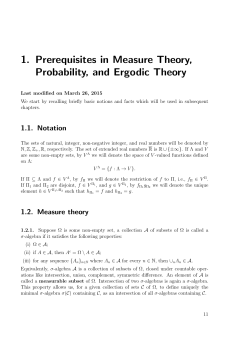 1. Prerequisites in Measure Theory, Probability, and Ergodic Theory