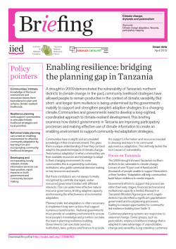 Enabling resilience: bridging the planning gap in Tanzania