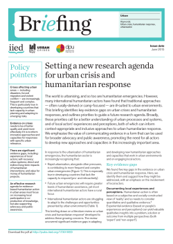 Setting a new research agenda for urban crisis and