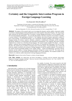 Certainty and the Linguistic Intervention Program in Foreign