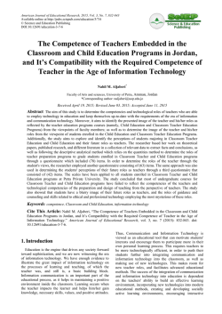 The Competence of Teachers Embedded in the Classroom and