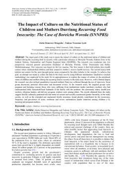 The Impact of Culture on the Nutritional Status of Children and