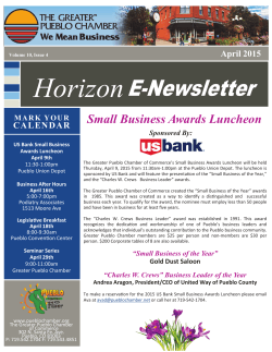 Horizon E-Newsletter April 2015 - The Greater Pueblo Chamber of