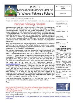 Our Newsletter - Pukete Neighbourhood House