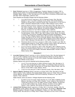 Descendants of David Stophlet