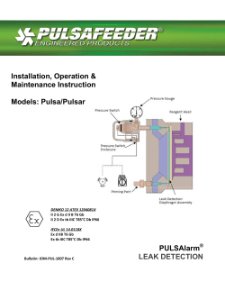 Installation, Operation & Maintenance Instruction Models: Pulsa
