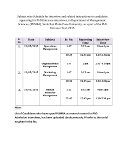 Subject wise Schedule for interview and related