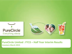 PureCircle Limited : FY15 â Half Year Interim Results