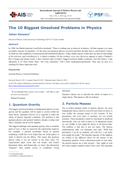The 10 Biggest Unsolved Problems in Physics