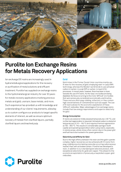 Purolite Ion Exchange Resins for Metals Recovery Applications