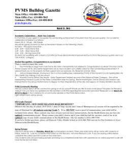 PVMS Gazette 3-23-15 - Patuxent Valley Middle School