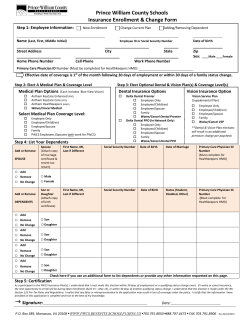 Prince William County Schools Insurance Enrollment & Change Form