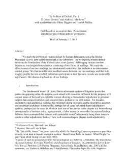 The Problem of Default - The Program for Quantitative and Analytical