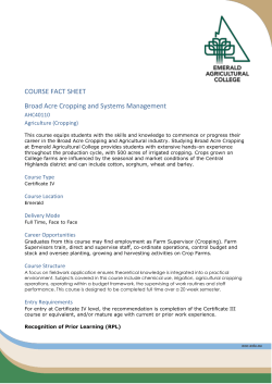 COURSE FACT SHEET Broad Acre Cropping and Systems