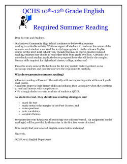 10th-11th-12th Grade Summer Reading