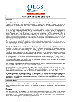 Part-time Teacher of Music - Queen Elizabeth`s Grammar School