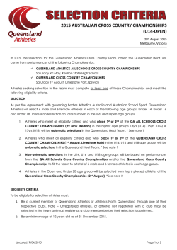 Selection Criteria - Queensland Athletics