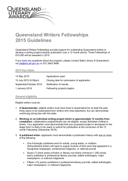 Queensland Writers Fellowships 2015 guidelines [PDF 130KB]