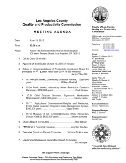 Current Agenda - Quality and Productivity Commission