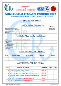 QREC CLINICAL RESEARCH INSTITUTE, INDIA