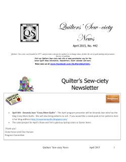 April 2015 Newsletter - Quilters Sew