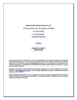 Quadrant Real Estate Advisors LLC FORM ADV PART 2 BROCHURE