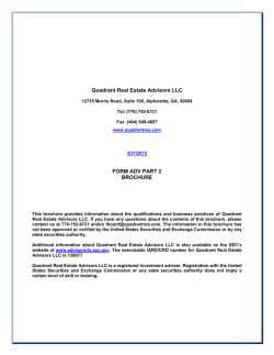 Quadrant Real Estate Advisors LLC FORM ADV PART 2 BROCHURE