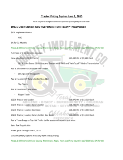 Tractor Pricing Expires June 1, 2015 1023E Open Station 4WD