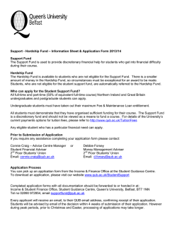 Support - Hardship Fund - Queen`s University Belfast