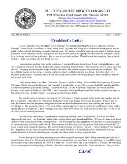 President`s Letter Carol - the Quilt Guild of Greater Kansas City