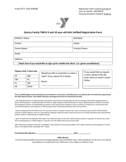 Quincy Family YMCA 9 and 10 year old Girls Softball Registration