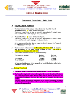 Rules & Regulations - Qatar Veterans` Cricket League