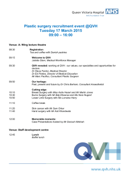 Plastic surgery recruitment event @QVH Tuesday 17 March 2015 09