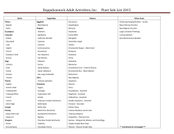 Rappahannock Adult Activitites, Inc. Plant Sale List 2015