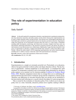 The role of experimentation in education policy