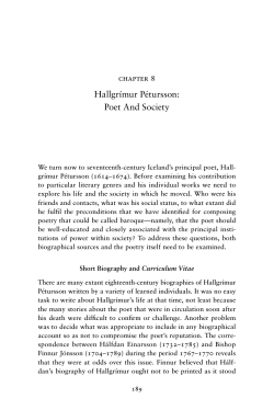 HallgrÃ­mur PÃ©tursson: Poet And Society