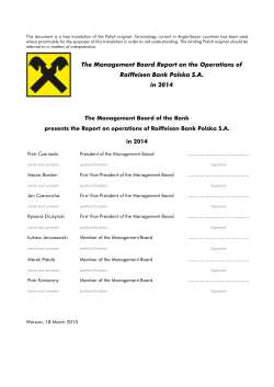 The Management Board Report on the Operations of Raiffeisen